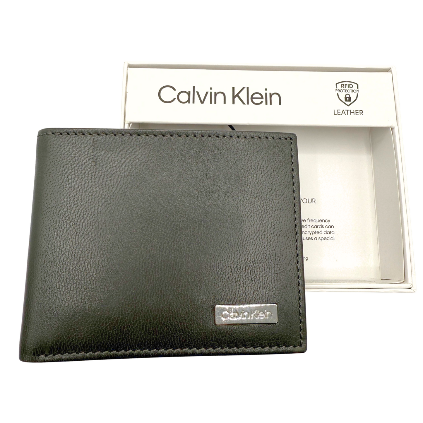 Calvin Klein Wallet for Men - Grey - RFID Protection - Leather