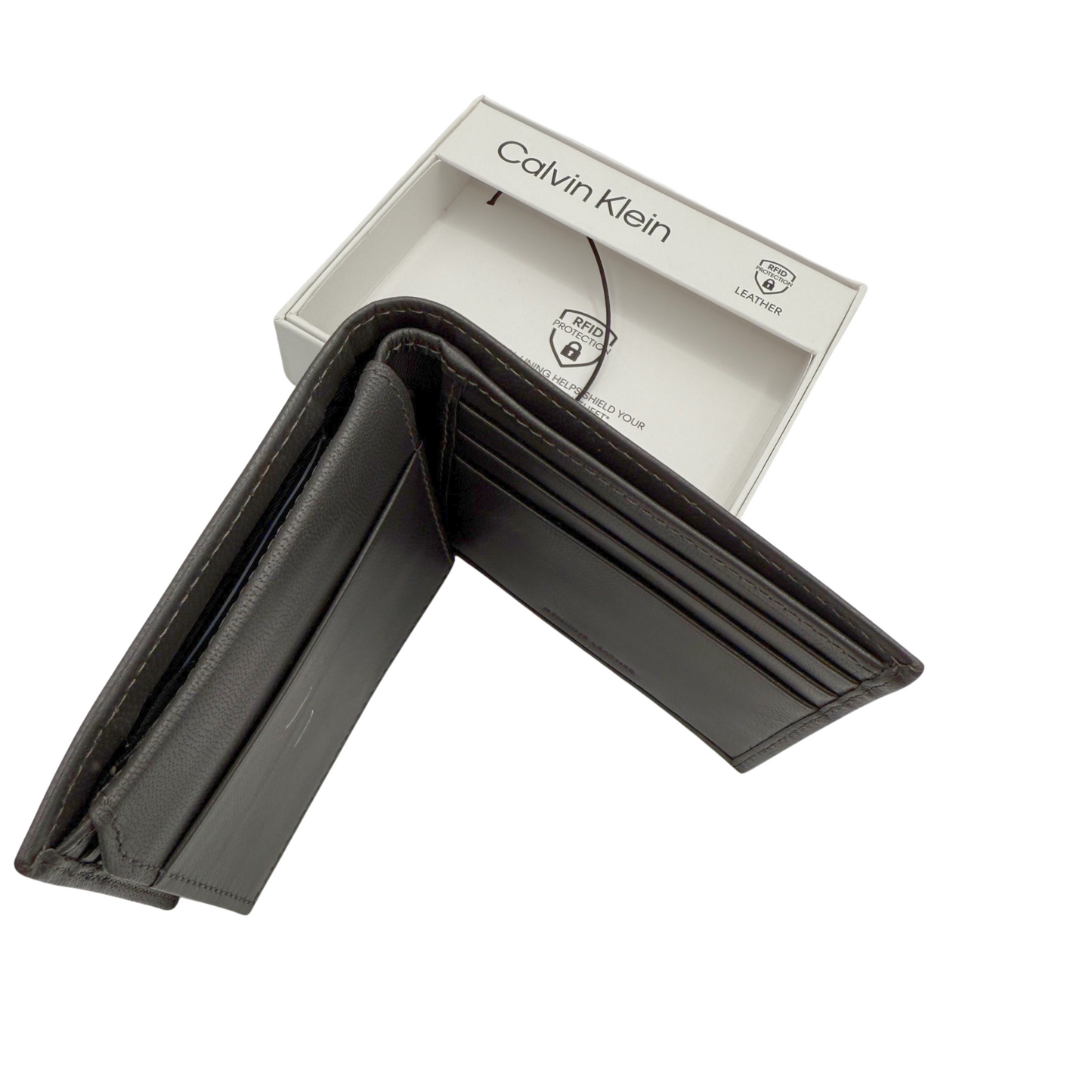 Calvin Klein Wallet for Men - Grey - RFID Protection - Leather