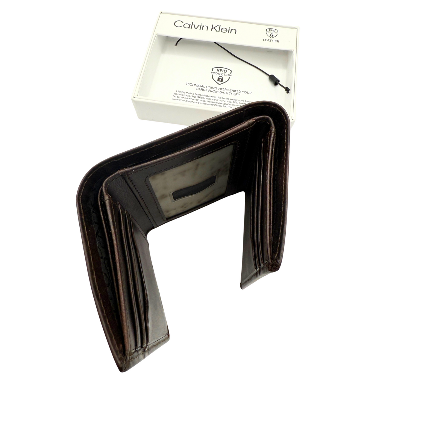 Calvin Klein Trifold Wallet for Men - Dark Brown - Calf Leather RRP£70 RFID