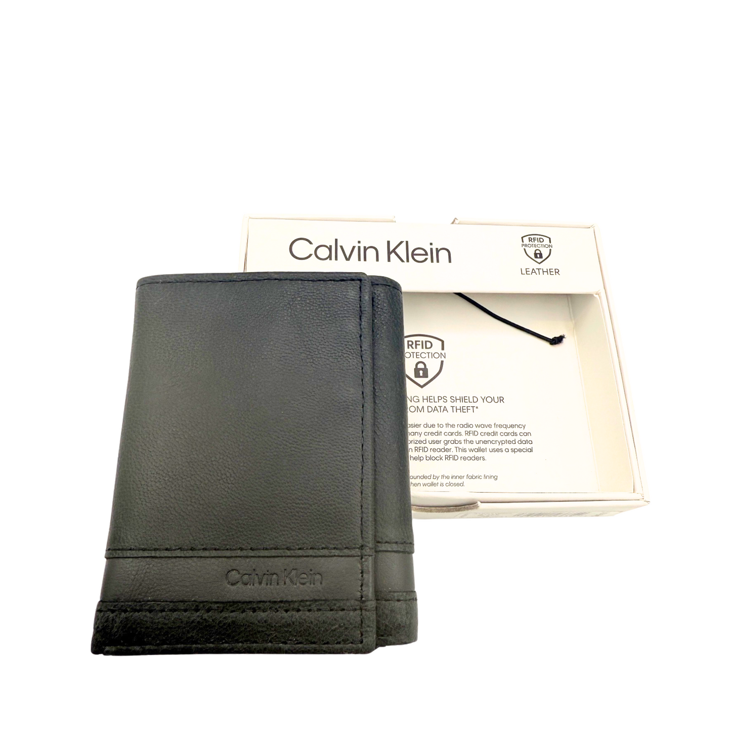 Calvin Klein Trifold Wallet for Men Women - Black - RFID Protection
