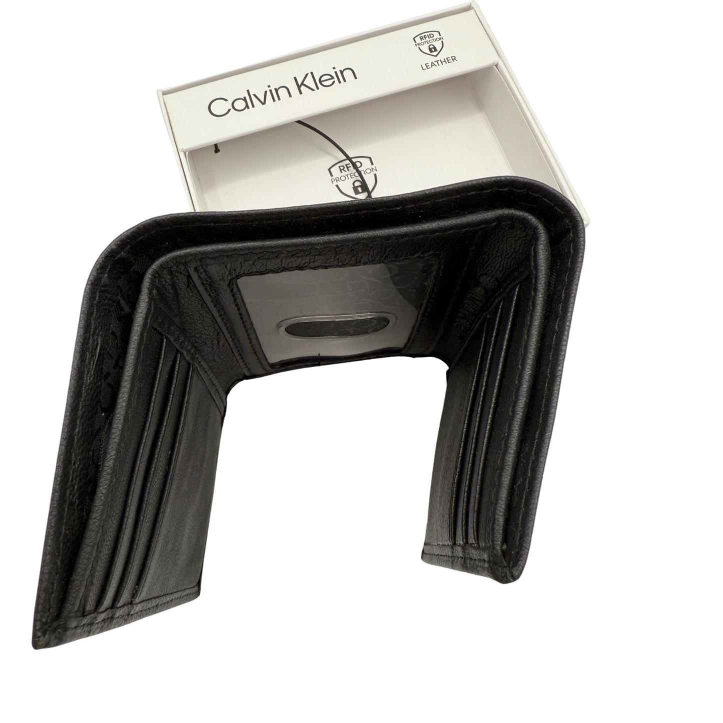 Calvin Klein Trifold Wallet for Men Black Calf Leather RRP£70 RFID Protection