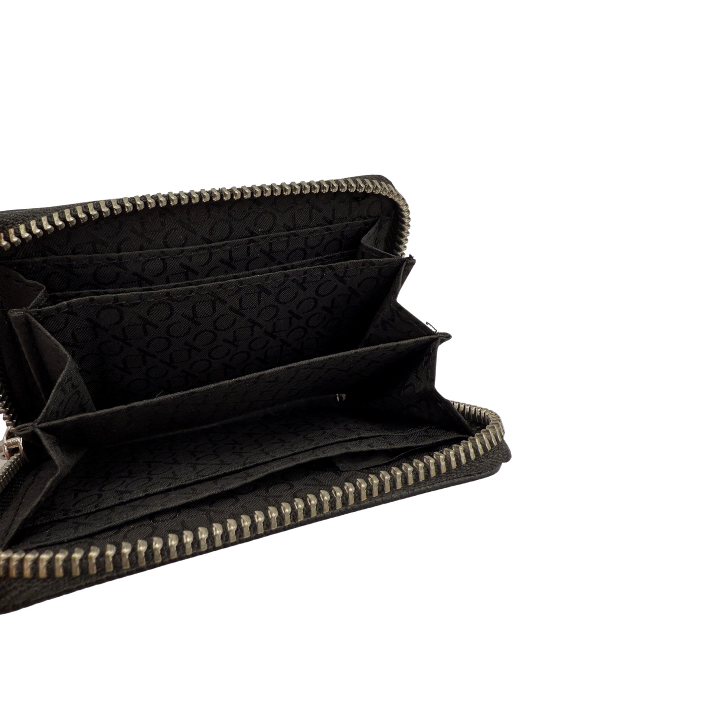 Calvin Klein Coin Purse Wallet Zip Around Unisex Leather Black Colour