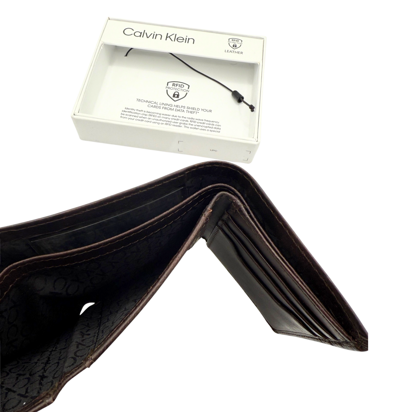 Calvin Klein Trifold Wallet for Men - Dark Brown - Calf Leather RRP£70 RFID