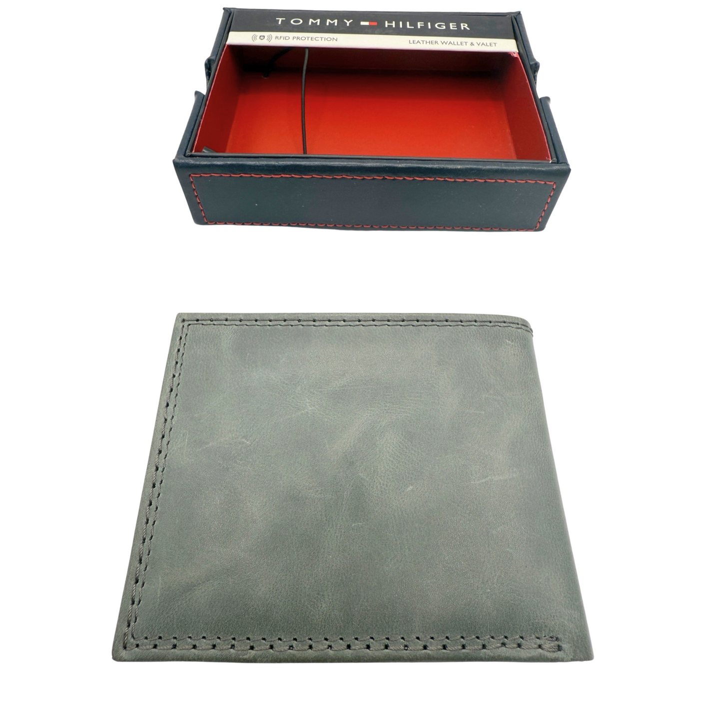 Tommy Hilfiger Wallet for Men - Men's Wallet - Grey - Calf Leather
