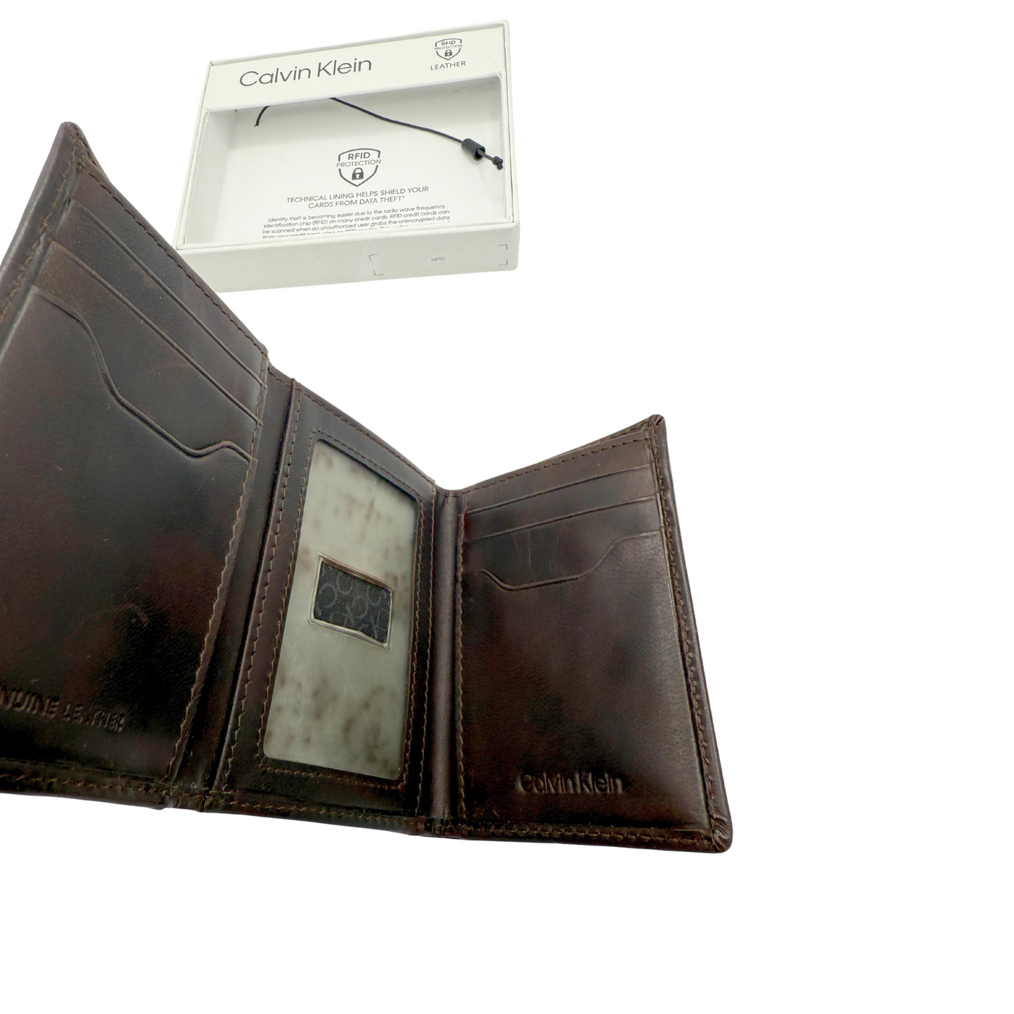 Calvin Klein Trifold Wallet for Men - Dark Brown - Calf Leather RRP£70 RFID