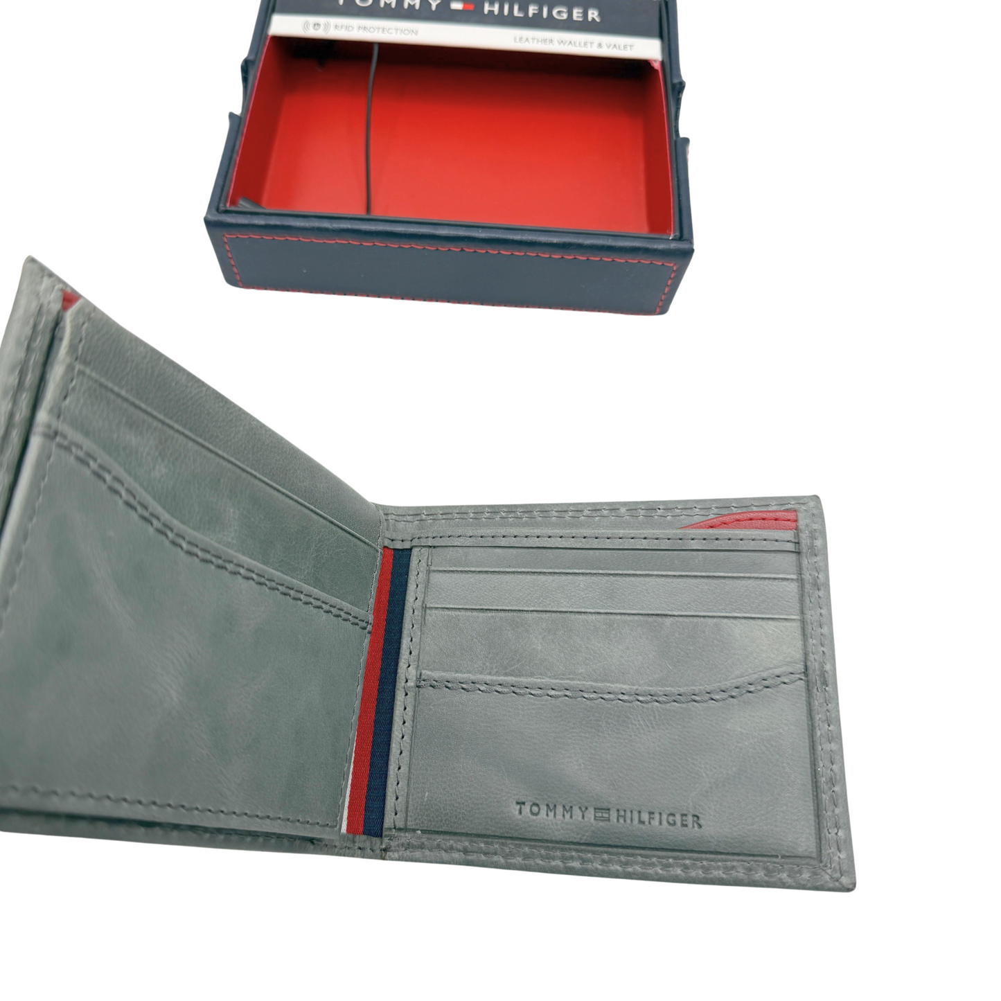 Tommy Hilfiger Wallet for Men - Men's Wallet - Grey - Calf Leather
