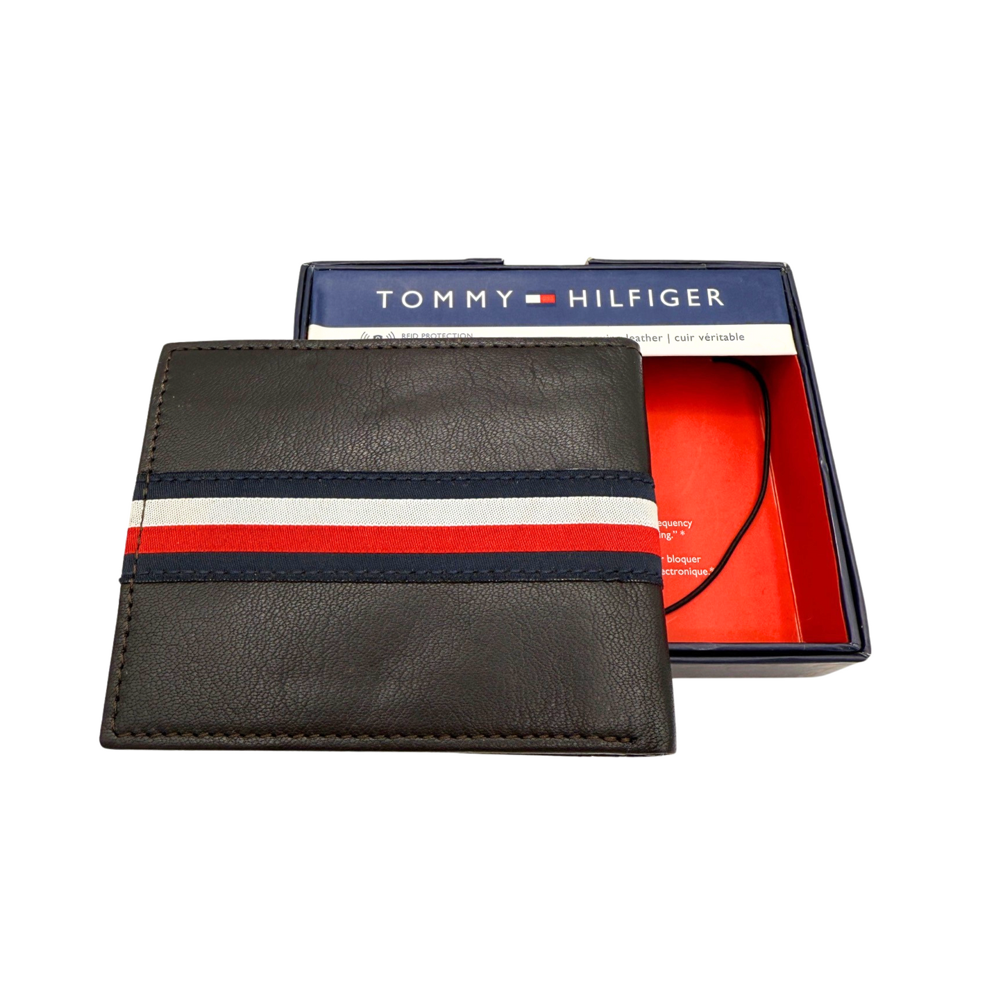 Tommy Hilfiger Bifold Wallet for Men - RFID Protection - Dark Brown