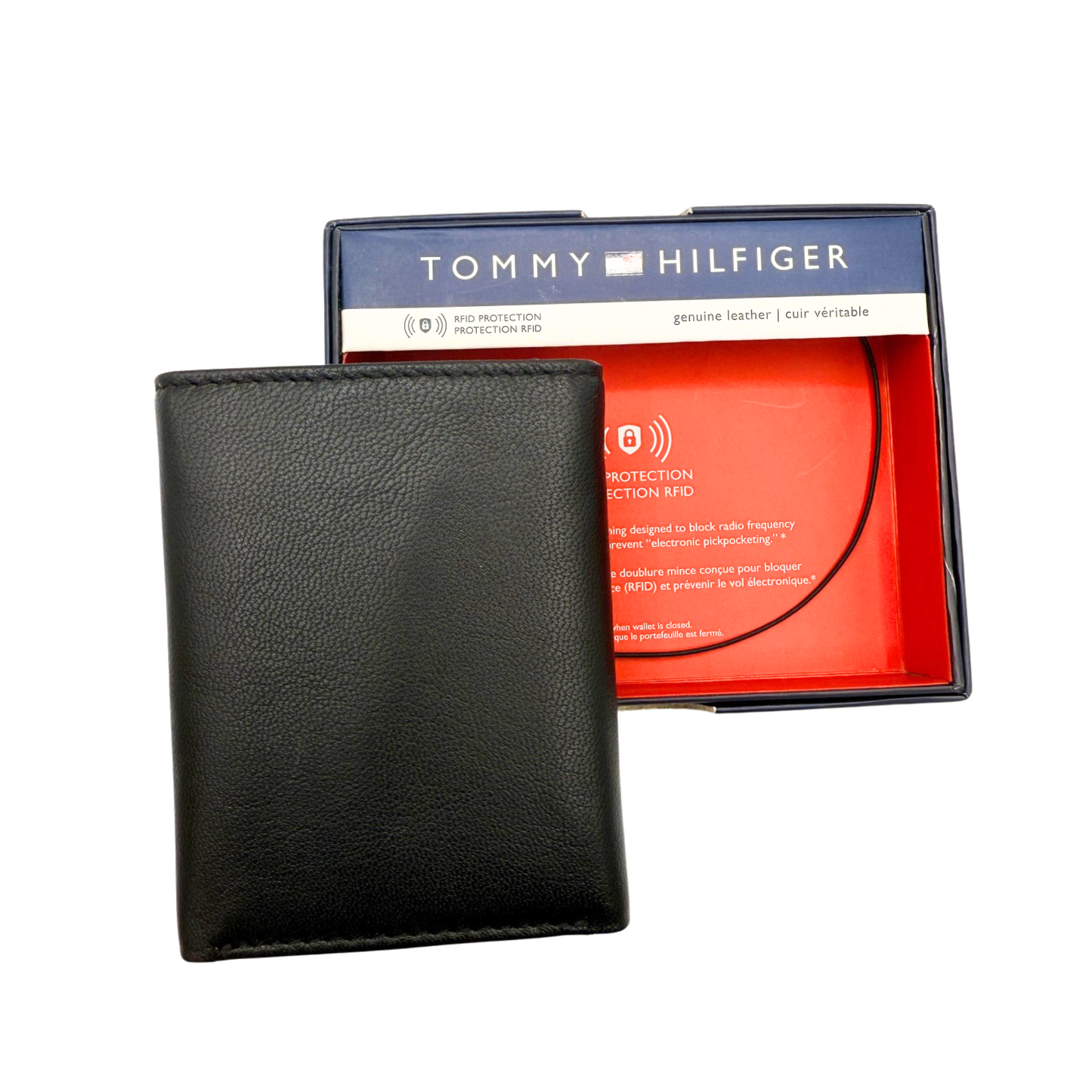 Tommy Hilfiger Trifold Wallet for Men - Black - RFID Protection