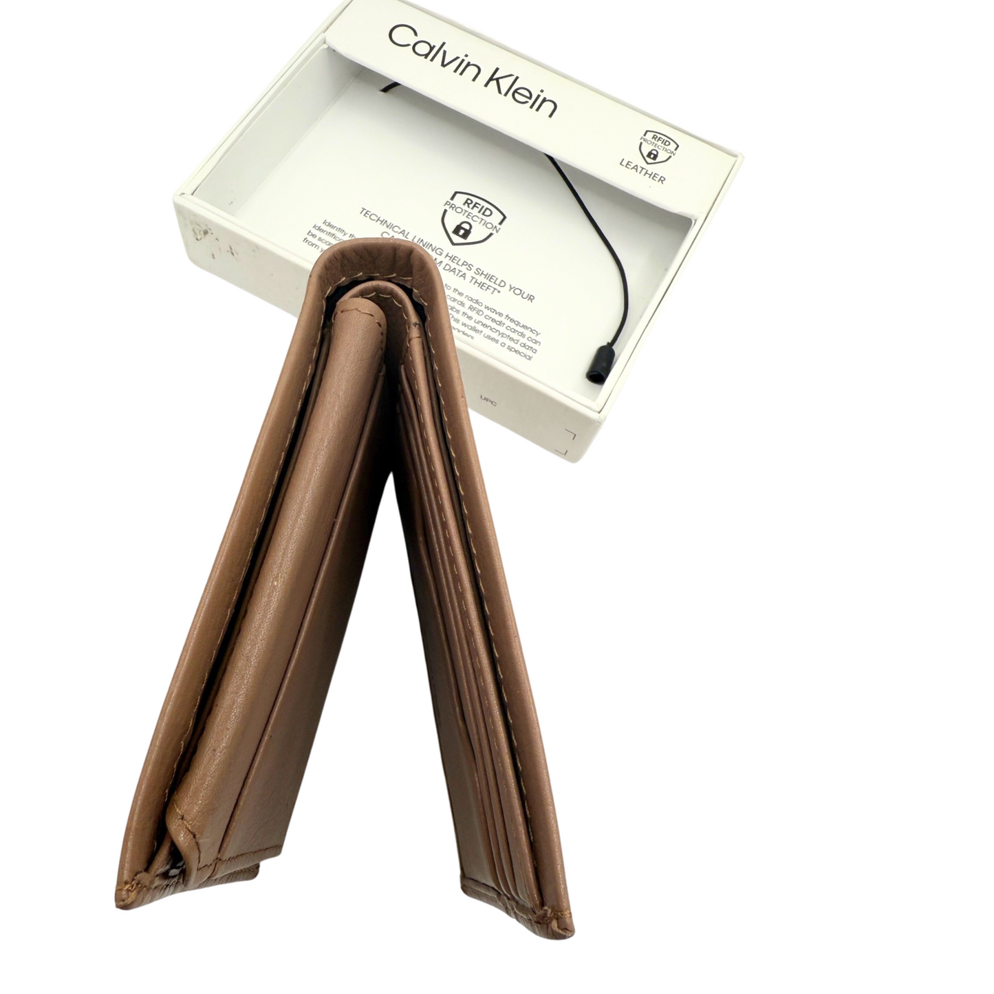 Calvin Klein Bifold Wallet for Men - Light Brown/ Tan - RFID Protection