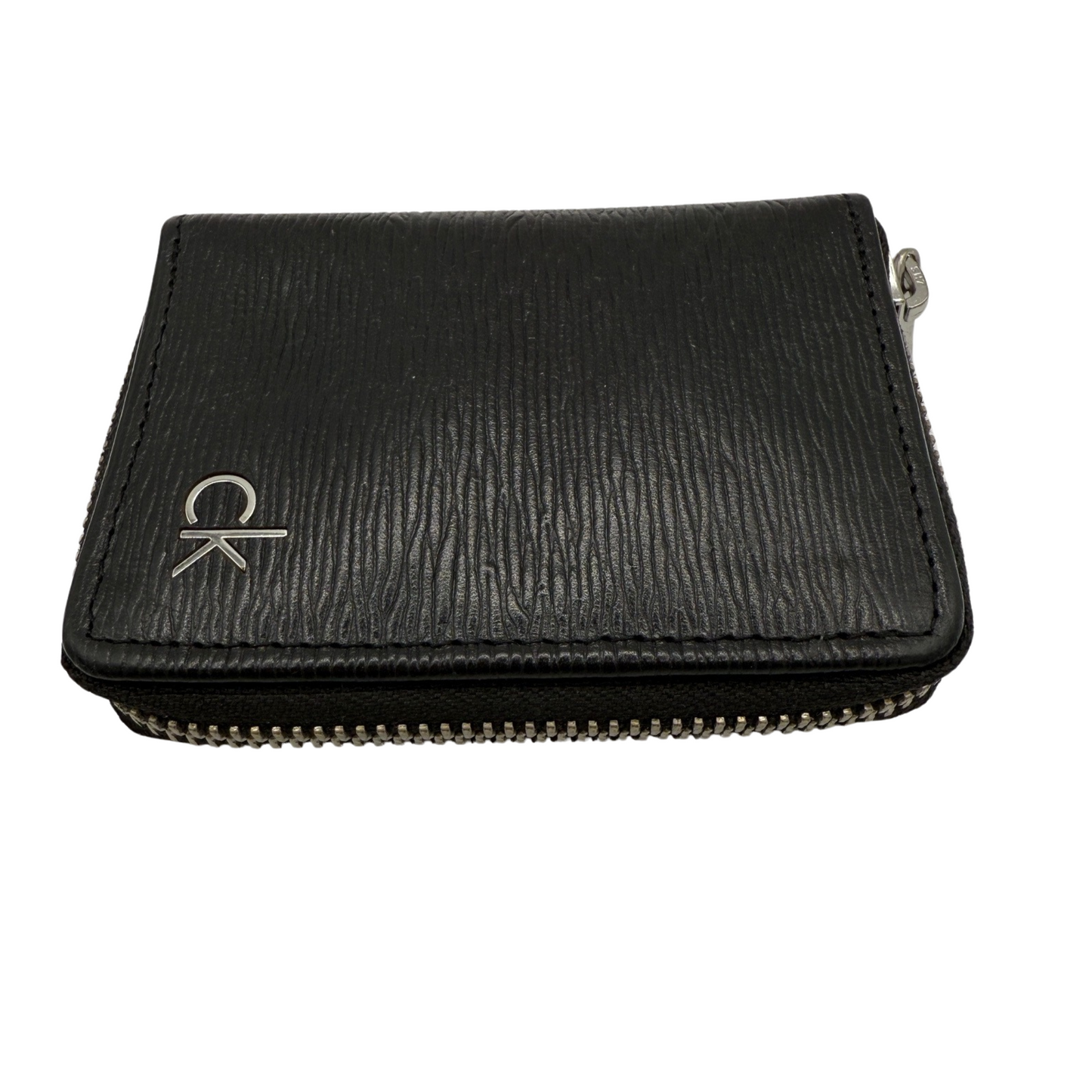 Calvin Klein Coin Purse Wallet Zip Around Unisex Leather Black Colour