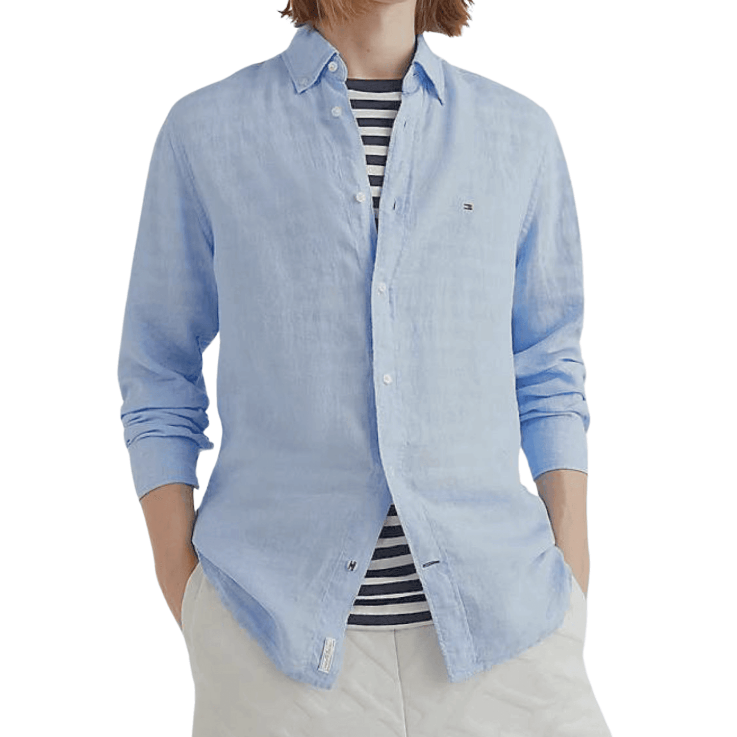TH Regular Fit Shirt For Men - Long Sleeve - Blue Shirt for Men - Almostnewcloset.com