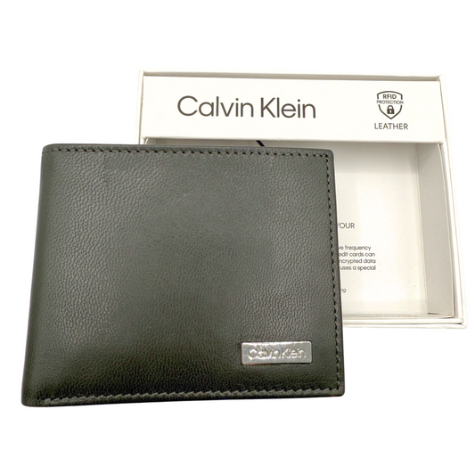 Calvin Klein Wallet for Men - Grey - RFID Protection - Leather