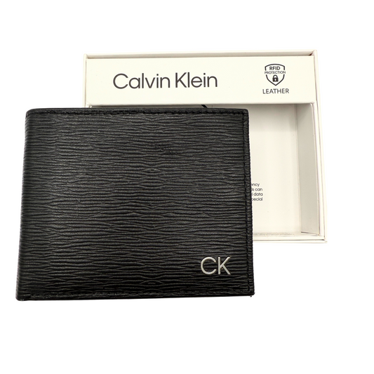 Calvin Klein Bifold Wallet For Men - Black Colour Pattern - RFID Protection RRP £70