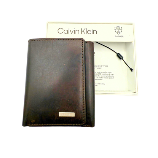 Calvin Klein Trifold Wallet for Men - Dark Brown - Calf Leather RRP£70 RFID