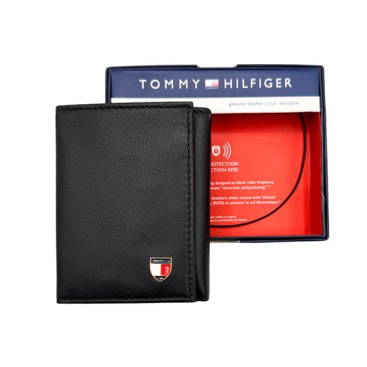 Tommy Hilfiger Trifold Wallet for Men - Black - RFID Protection