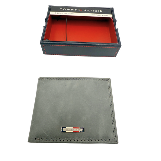 Tommy Hilfiger Wallet for Men - Men's Wallet - Grey - Calf Leather