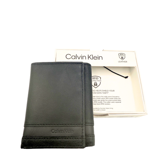Calvin Klein Trifold Wallet for Men Women - Black - RFID Protection